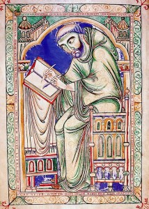 Portrait of the scribe Eadwine. English, ca. 1147. Cambridge R.17.1, f.283v.
